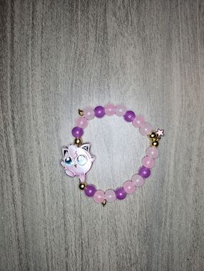 Handmade Jigglypuff Pokémon Bracelet – Pink & Purple Beads